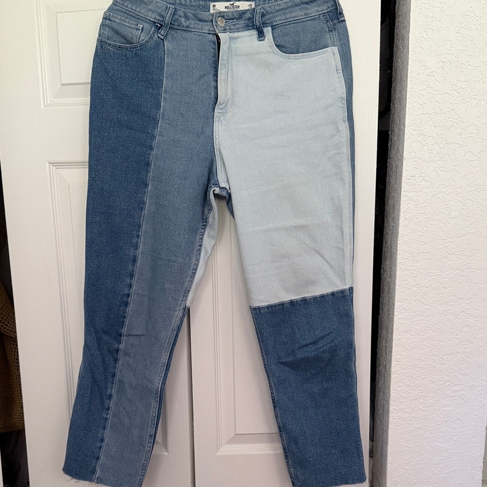 Hollister Women's High Rise Jeans - Blue and Light Blue
